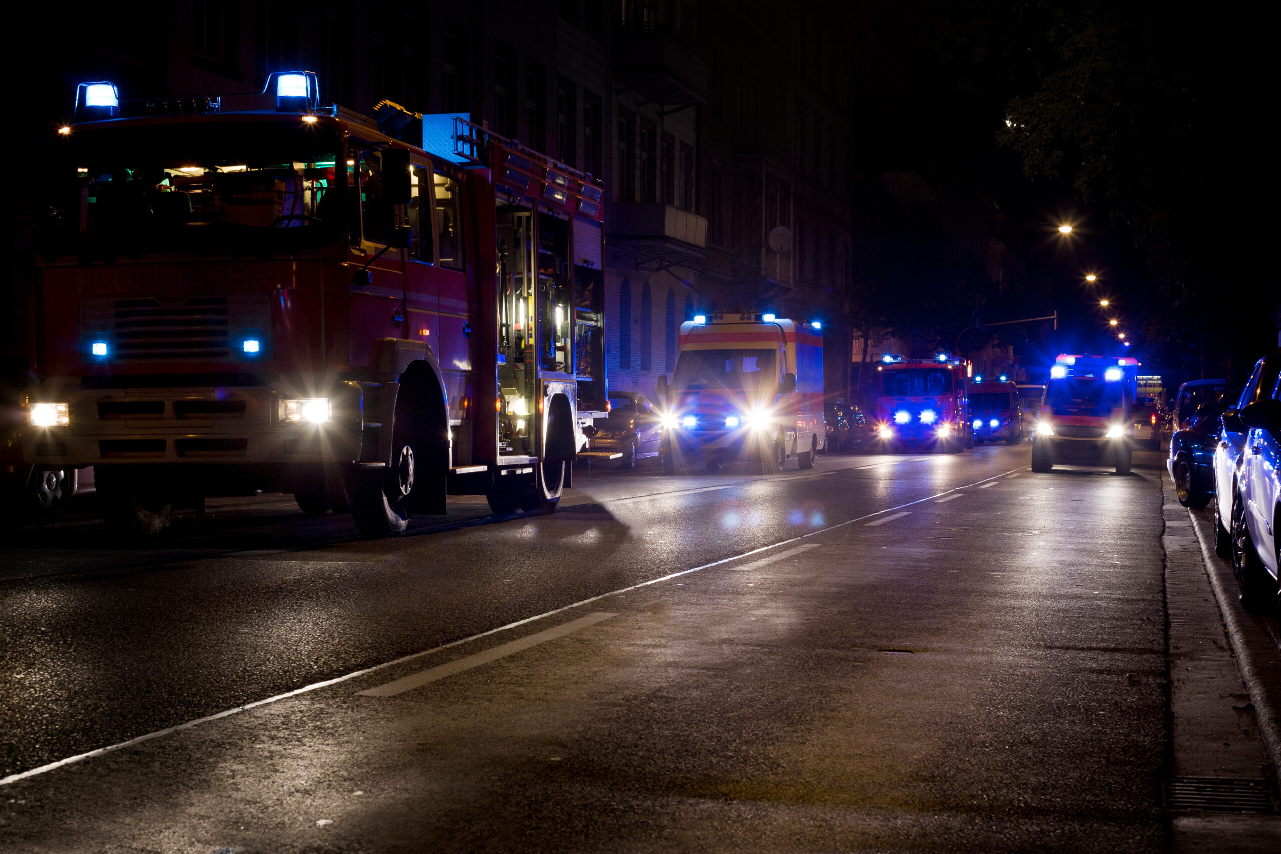 Fire engines, ambulances on scene First responder vehicle